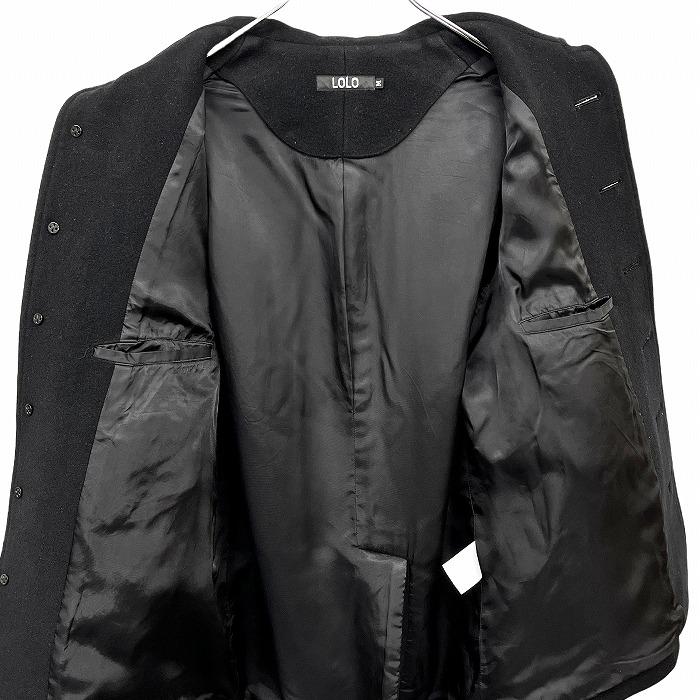 LOLO（ロロ） メルトン ステンカラー ハーフコート ボタン留め 無地