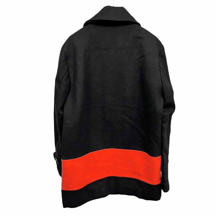 【新品】BLACK SCALE メルトン ハーフコート ドットボタン 飾りボタン 長袖 毛×ポリ S オレンジ オレンジ×黒 メンズ(レディース？) | BLACK SCALE