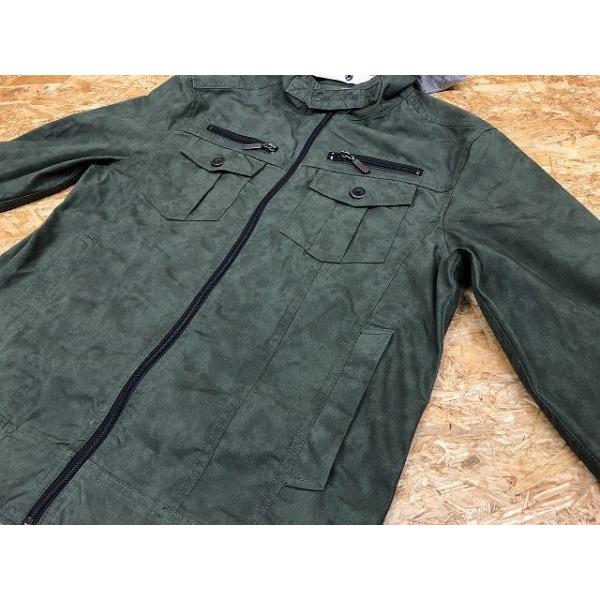 Bareback realdress ベアバックリアルドレス Lサイズ メンズ ジャケット 薄手 フード脱着可 長袖 フルジップ 無地 カーキ×グレー |  | 02