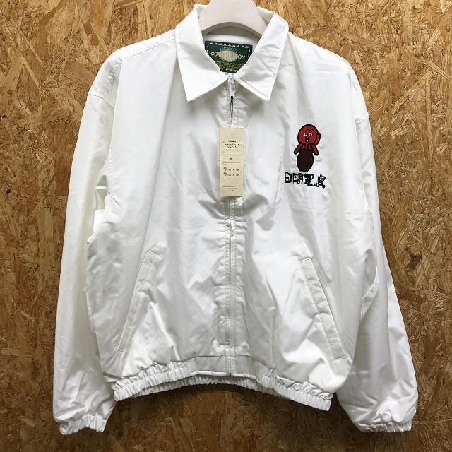 COMPOSITION Mサイズ メンズ ブルゾン ジャケット 『日間賀島』 タコ 刺繍 長袖 裏地付き フルジップ ポリエステル100% ホワイト 白 | 