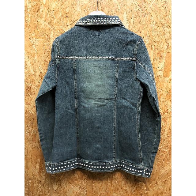 RYU リュウ デニムジャケット 飾りリベットとビーズデザイン ストーン
