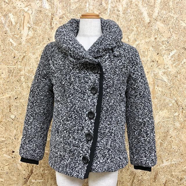 INGNI イング M レディース もこもこジャケット 裏地付き 襟に中綿入り 長袖 リブカフス ポリエステル100% メランジカラー(白×黒) | INGNI