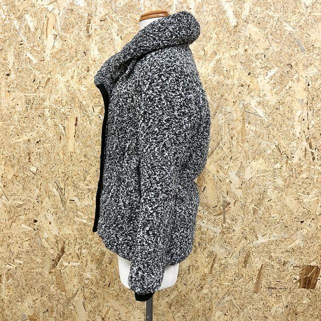 INGNI イング M レディース もこもこジャケット 裏地付き 襟に中綿入り 長袖 リブカフス ポリエステル100% メランジカラー(白×黒) | INGNI | 02