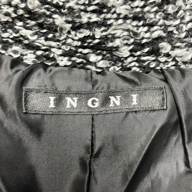 INGNI イング M レディース もこもこジャケット 裏地付き 襟に中綿入り 長袖 リブカフス ポリエステル100% メランジカラー(白×黒) | INGNI | 05