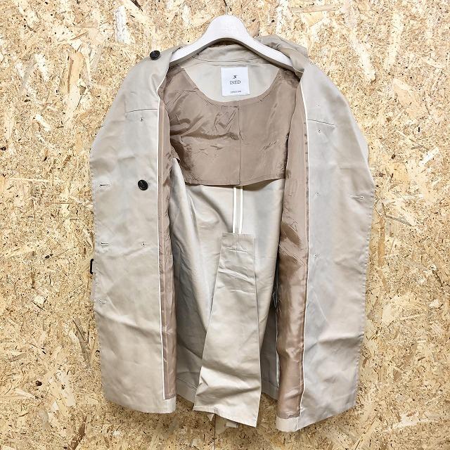 未使用✨イネド ベルテッドコート カシミヤ100% 女優襟 ダブル ベージュ M CONTESSA》カシミヤラップコート《PIACENZA》｜INED（イネド