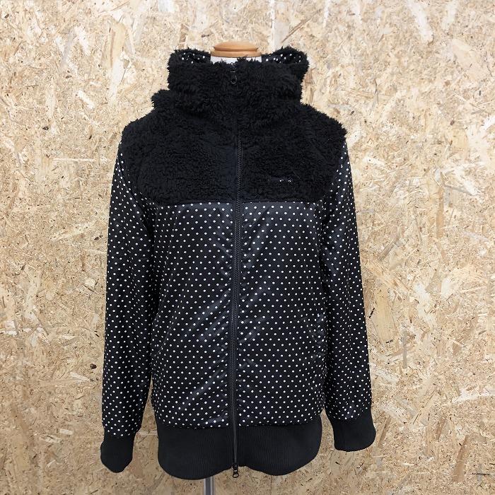 オーシャンパシフィック OCEAN PACIFIC ボアパーカー ドット柄 ハイネックフード ボア裏地 長袖 ポリ100% L ブラック×ホワイト レディース | Ocean Pacific