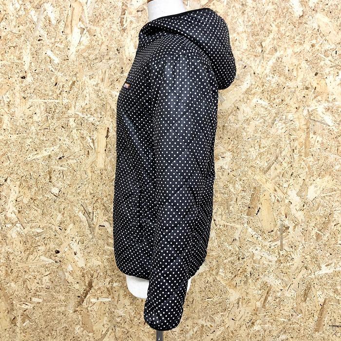 CONVERSE コンバース M レディース キルティングパーカー 中綿ジャケット ドット柄 フードにボア裏 長袖 ポリ100% ブラック×ホワイト | CONVERSE | 02