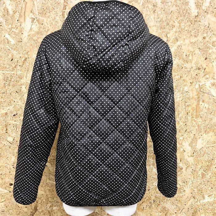 CONVERSE コンバース M レディース キルティングパーカー 中綿ジャケット ドット柄 フードにボア裏 長袖 ポリ100% ブラック×ホワイト | CONVERSE | 03