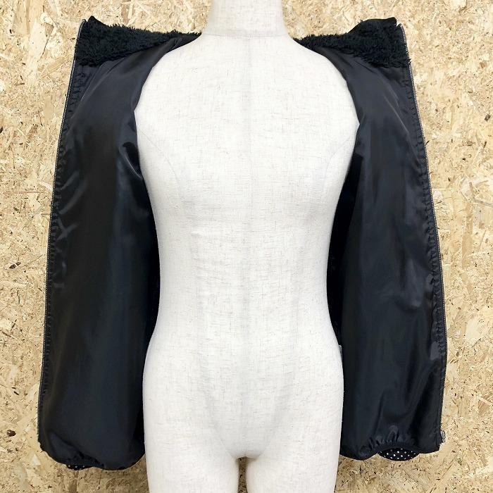 CONVERSE コンバース M レディース キルティングパーカー 中綿ジャケット ドット柄 フードにボア裏 長袖 ポリ100% ブラック×ホワイト | CONVERSE | 04