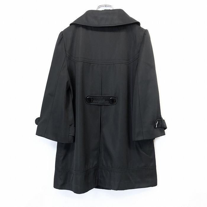 インタープラネット INTERPLANET 薄手 コート 2WAY 襟脱着可 ステンカラー＆ノーカラー 7分袖 裏地付き 長袖 ポリ100% 40 黒 レディース | INTERPLANET | 01
