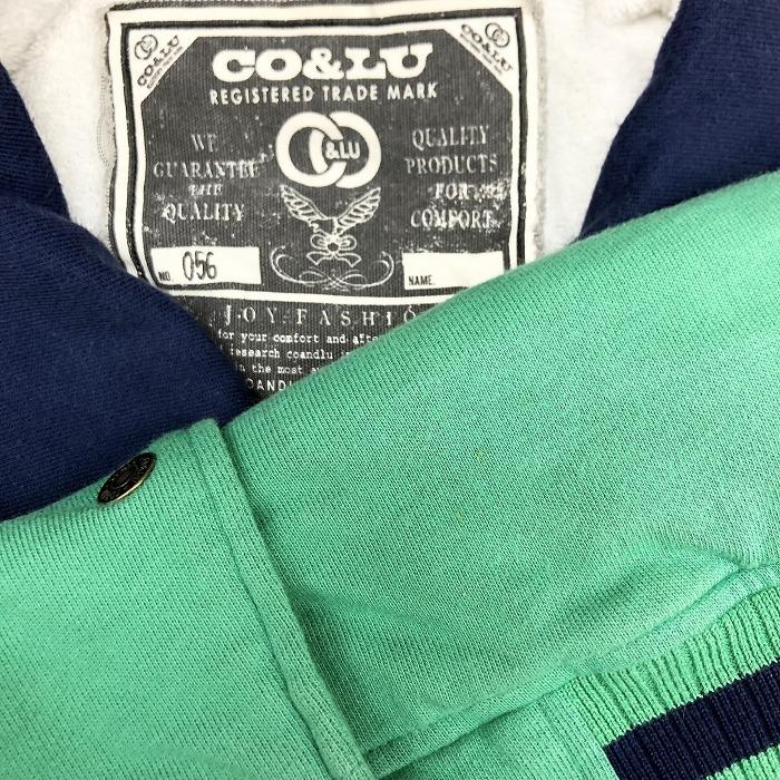 ココルル CO＆LU DENIM SELVEDGE カットソー ブルゾン ジャケット ファー裏地 ドットボタン 長袖 綿100% M グリーン×ネイビー レディース | ココルル | 02