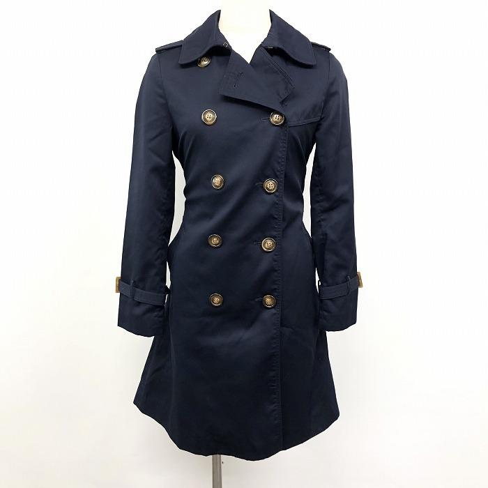 VIS（ビス） トレンチコート ボタン留め ストライプ柄の裏地付き 表地