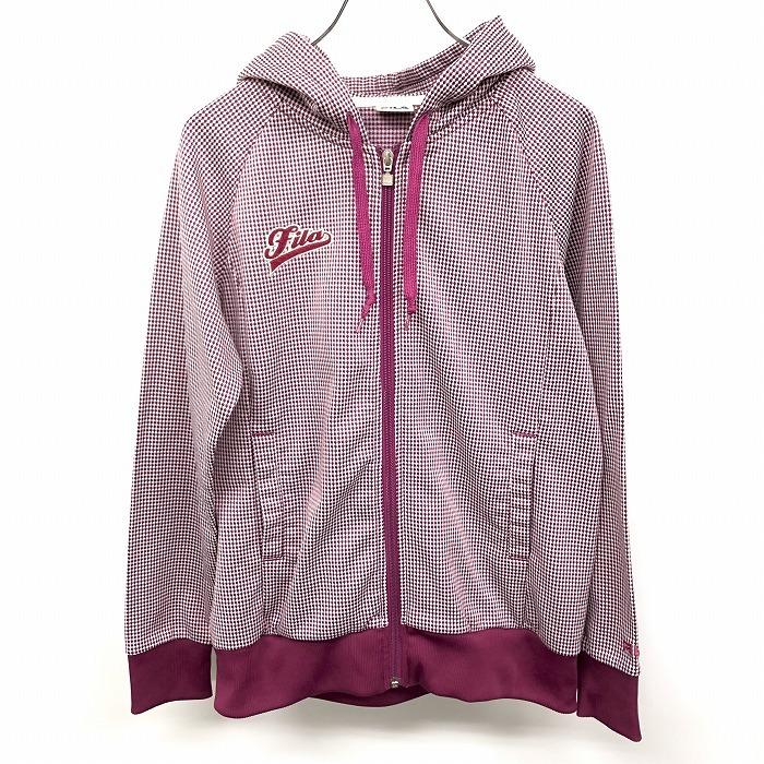フィラ FILA ジップアップ ジャケット パーカー ブルゾン 総柄 ロゴ刺繍 長袖 ポリ100% M ピンクパープル パッションピンク系 レディース | FILA