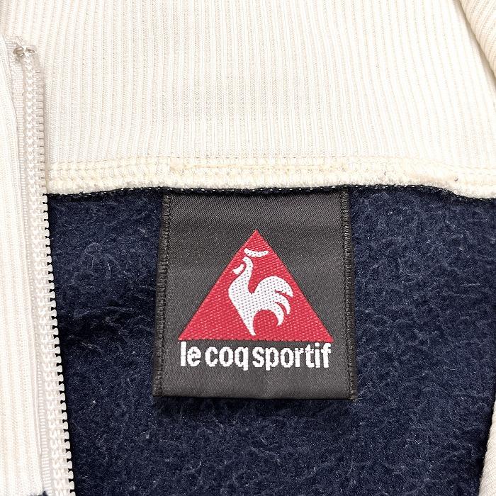 le coq sportif ジップアップ ベロア系 ブルゾン ジャケット 裏起毛 ロゴ ラグラン 長袖 ポリ100% M ネイビー×オフホワイト 紺 メンズ | le coq sportif | 02