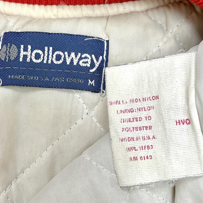 通販情報 ホロウェイ Holloway 若干薄手 インポート古着 中綿 ブルゾン ジャケット ドットボタン 長袖 USA製 ナイロン100% M レッド 赤 メンズ 男性