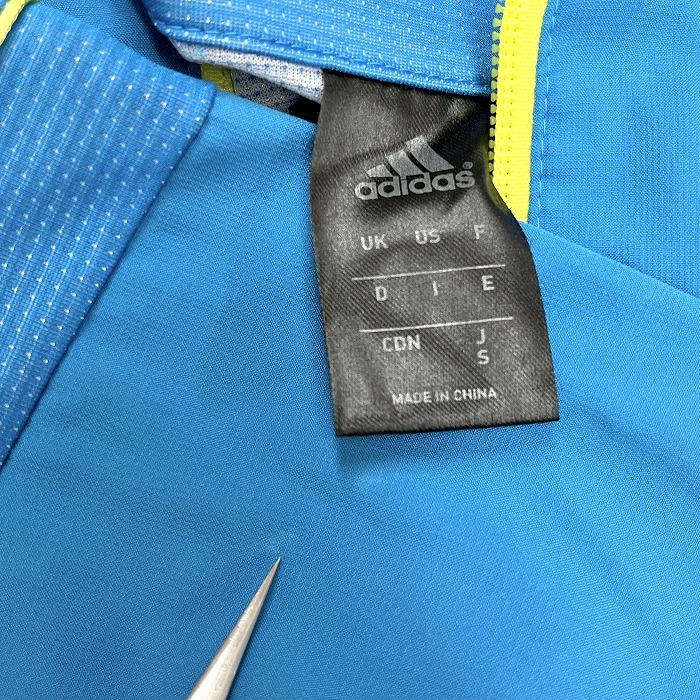アディダス adidas 薄手 ジップジャケット ブルゾン 背中がメッシュ生地 長袖 ポリ100% S ブルー×イエロー系 青系 レディース(メンズ？)｜undo-rowa｜03