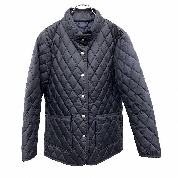 ラブボディ LOVEBODY 中綿 キルティングジャケット ハーフコート ドットボタン留め ハイネック 長袖 ポリ100% M ネイビー 紺 レディース | LOVE BODY