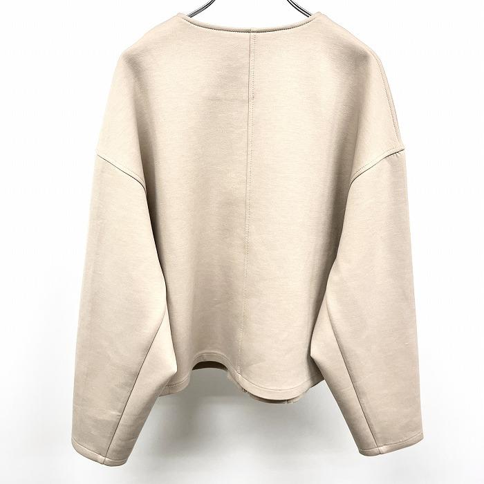 【MOGA】ノースリーブブルゾン　ベージュ 麻調メッシュノーカラーショートジャケット｜BIGI online store
