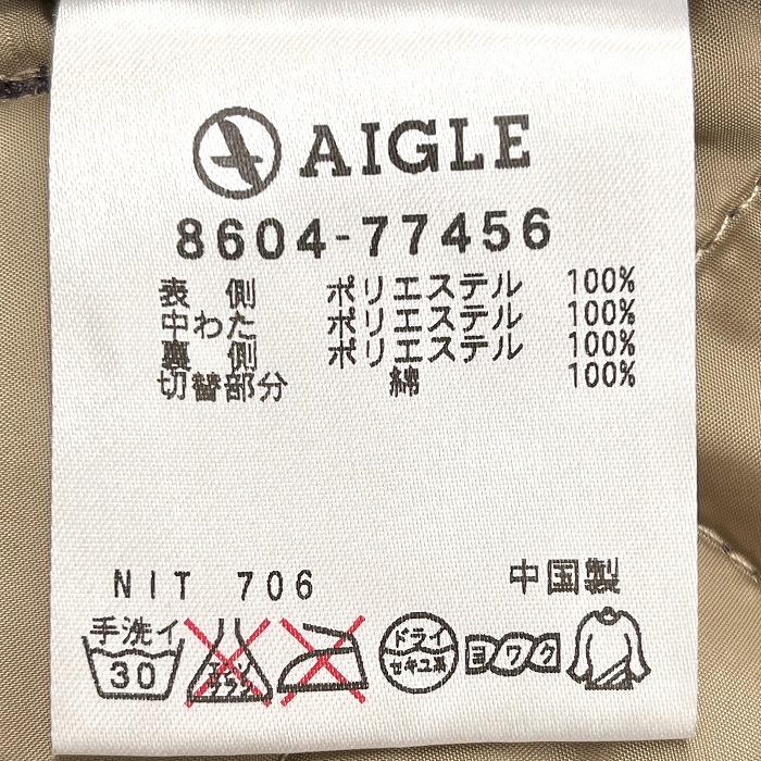 エーグル AIGLE 中綿 キルティングジャケット 一部コーデュロイ 長袖 無地 ドットボタン留め ポリ100% M ボルドー 赤茶系×茶 レディース｜undo-rowa｜04