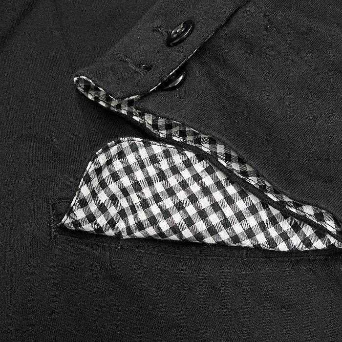 THE SHOP TK MIXPICE 薄手 カットソージャケット テーラードジャケット 7分袖 裏地無し チェック柄のカフス裏地 綿100% L 黒 メンズ | THE SHOP TK | 02