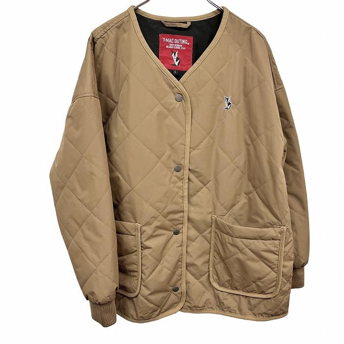 T-MAC OUTING 若干薄手 中綿 キルティングジャケット ドットボタン