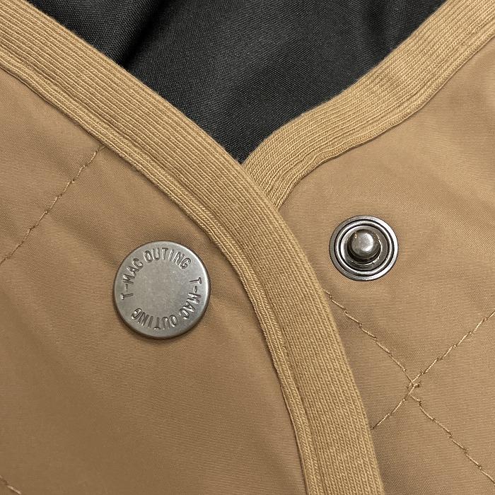 T-MAC OUTING 若干薄手 中綿 キルティングジャケット ドットボタン