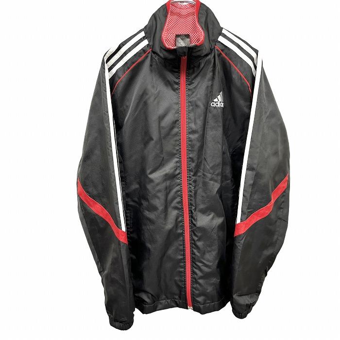 adidas 赤黒 ジップアップジャケット adidas（アディダス） ジャケット 身頃が微起毛裏地 ハイネック ジップ