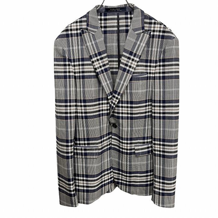 ZARA ザラ MAN テーラードジャケット チェック 背抜き裏地 長袖 ZARA ザラ MAN テーラードジャケット チェック 背抜き裏地 長袖