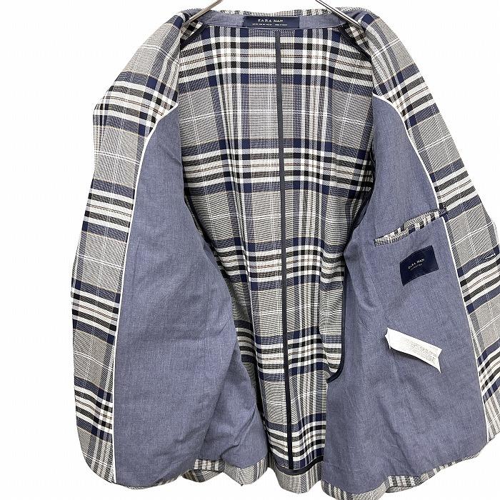 ZARA ザラ MAN テーラードジャケット チェック 背抜き裏地 長袖 ZARA ザラ MAN テーラードジャケット チェック 背抜き裏地 長袖