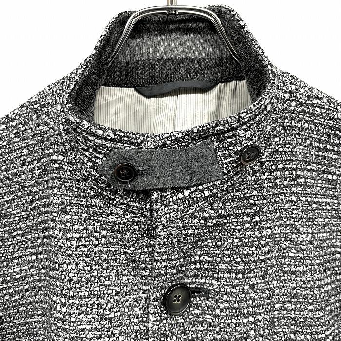 【新品】element of SIMPLE LIFE 少し薄手 ジャケット スタンドカラー ボタン留め 総裏地 長袖 ポリなど M 杢ブラック 黒×白 メンズ | element of SIMPLE LIFE | 01