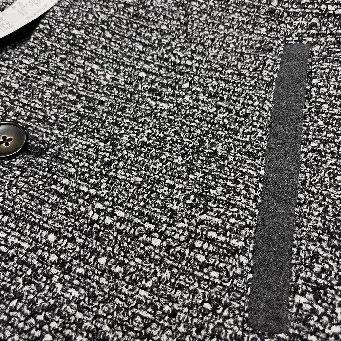 【新品】element of SIMPLE LIFE 少し薄手 ジャケット スタンドカラー ボタン留め 総裏地 長袖 ポリなど M 杢ブラック 黒×白 メンズ | element of SIMPLE LIFE | 03