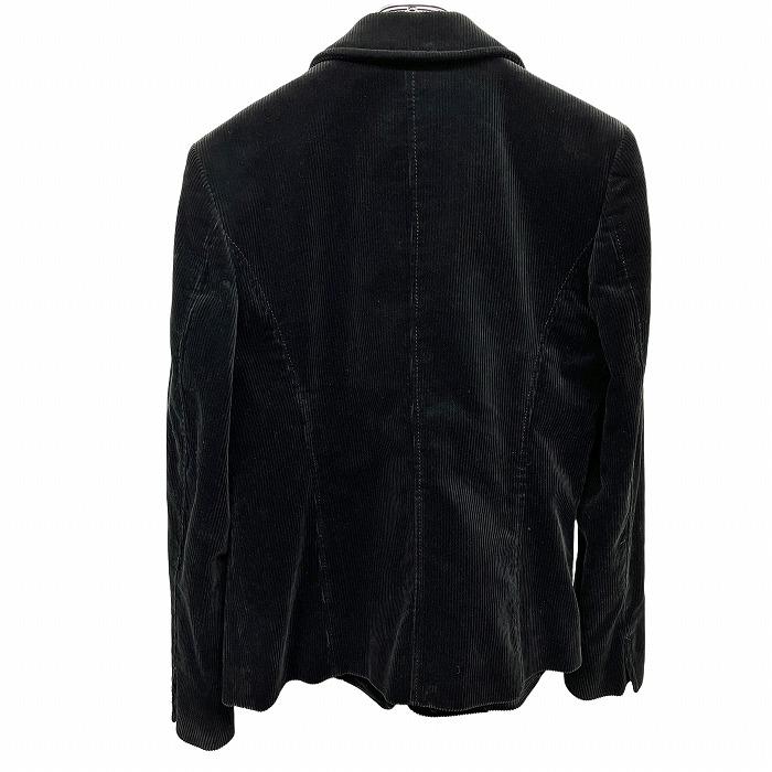 KUMIKYOKU コーデュロイ テーラードジャケット 総裏地 無地 袖口スリット 綿100% 3(B84-88/H91-95/T158-164) ブラック 黒 レディース | 組曲 | 01