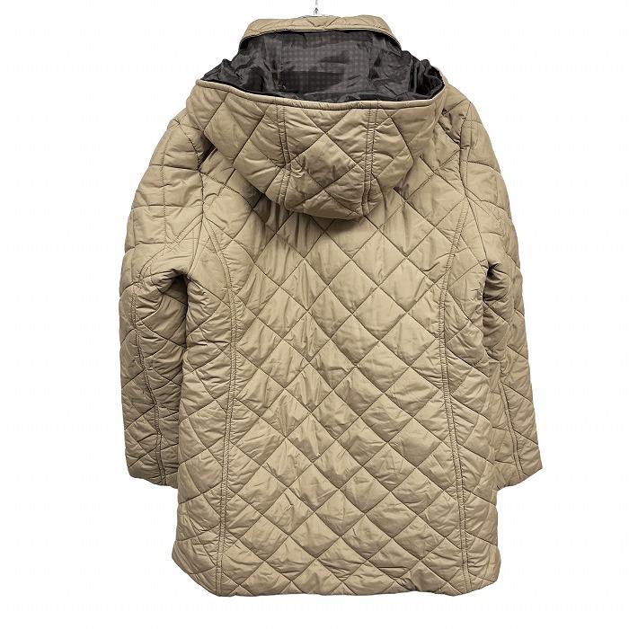【新品】Golden Bear 中綿 キルティングコート フード脱着可 内側がチェック柄 丸襟 ポリ100% M ベージュ ベージュ×茶×青 レディース | Golden Bear | 01