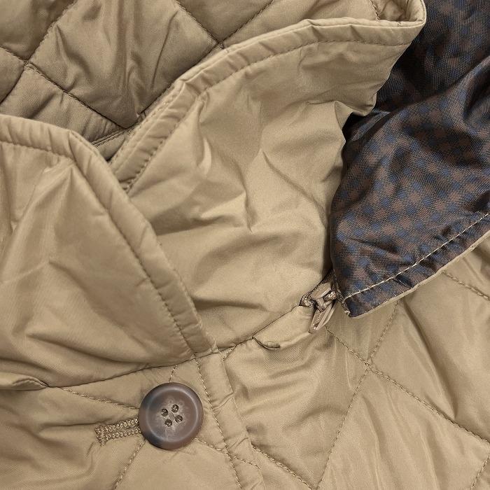 【新品】Golden Bear 中綿 キルティングコート フード脱着可 内側がチェック柄 丸襟 ポリ100% M ベージュ ベージュ×茶×青 レディース | Golden Bear | 02