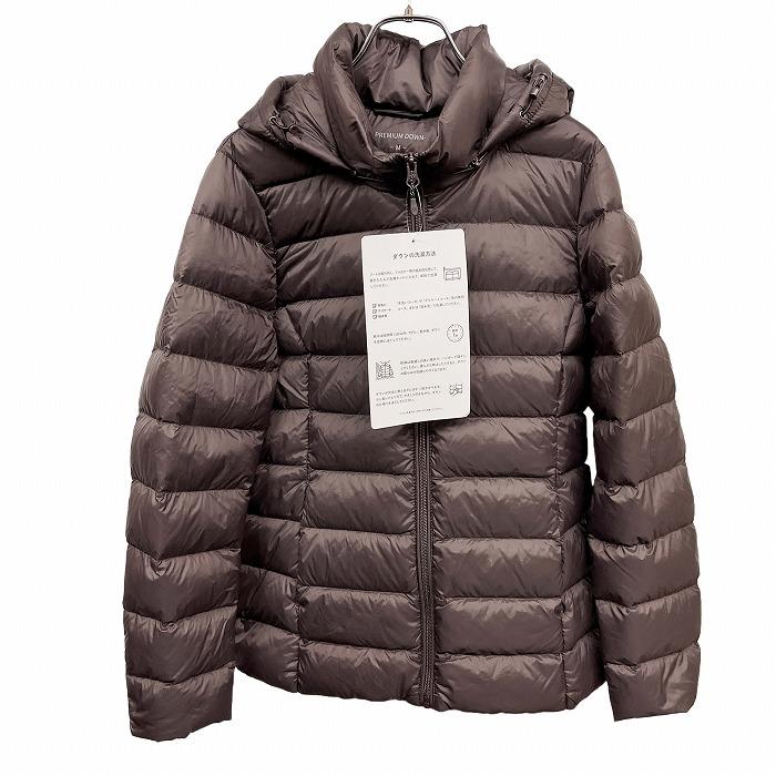 【新品】Lemiore 軽量 プレミアムダウンジャケット パーカー 無地 長袖 ナイロン100%(ダウン90%＋フェザー10%) M ブラウン 茶 レディース | 