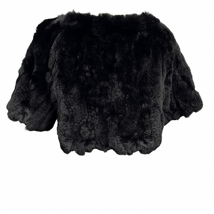 ROPE'（ロペ） ファーコート ショートコート ノーカラー 5分袖 無地 本