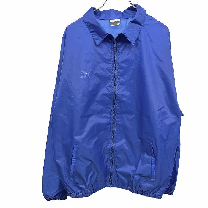 PUMA ネイビー 幾何学模様 ジャケットL PUMA（プーマ） 薄手 ジャケット 裏地無し 両面プリント フルジップ
