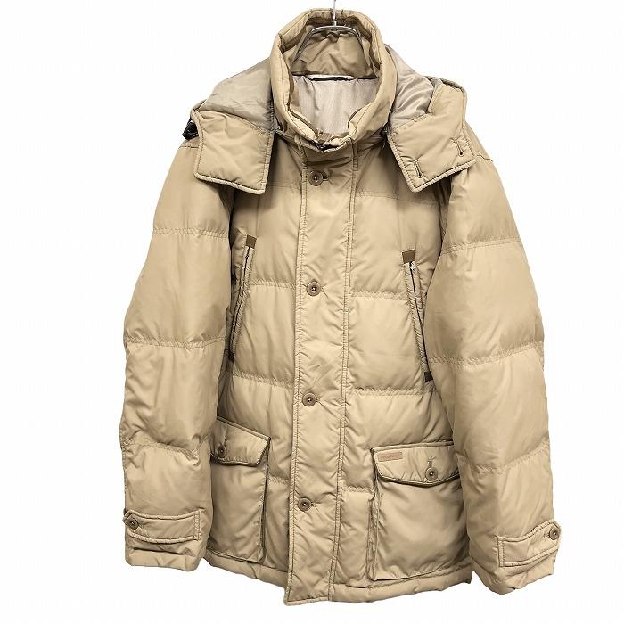 クロコダイル Crocodile ダウンジャケット フード脱着可 長袖 ボタン×ジップ留め ポリ100%(ダウン90%+フェザー10%) M ベージュ メンズ | 