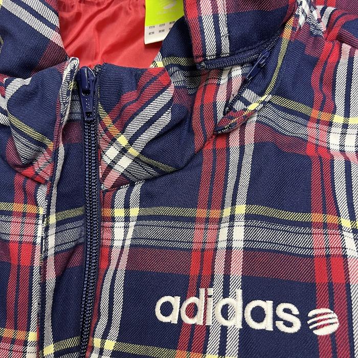 アディダス ネオレーベル 若干薄手 中綿入り ジャケット パーカー チェック フード脱着可 長袖 ポリ×綿 L 赤×紺×黄×白 レディース | adidas neo | 02