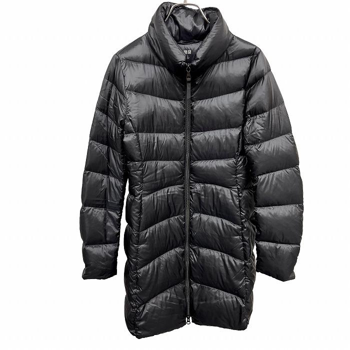 ユニクロ UNIQLO ダウンコート ハイネック ダブルジップ 無地 長袖 ナイロン100%(ダウン90%+フェザー10%) S ブラック 黒 レディース | ユニクロ