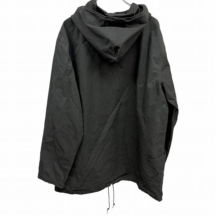 ナプロン NAPRON 少し薄手 プルオーバーパーカー ハイネックフード 裏地無し 無地 長袖 裾とフードに調節紐 綿100% 3.5 ブラック 黒 メンズ | napron | 01