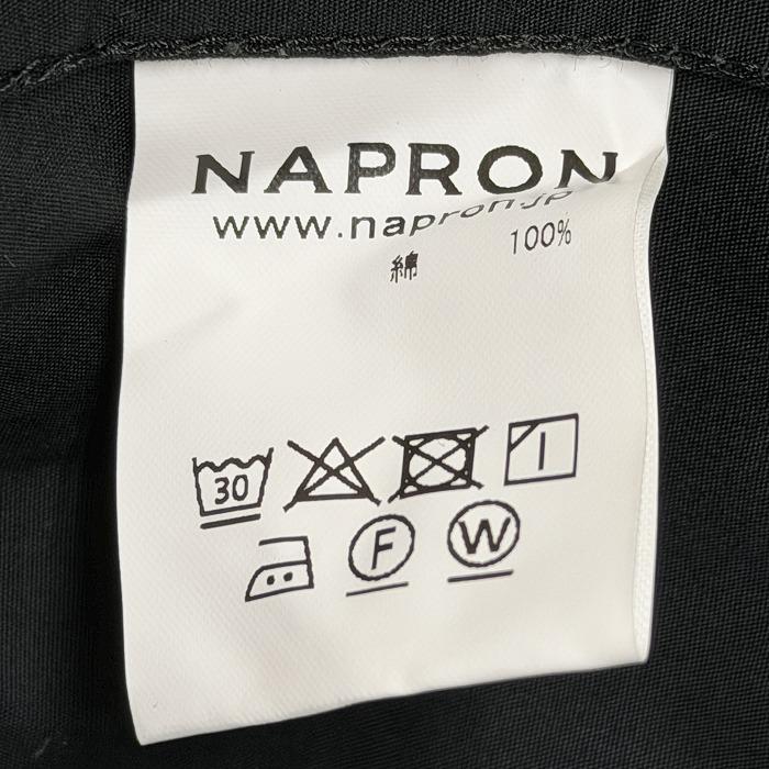 ナプロン NAPRON 少し薄手 プルオーバーパーカー ハイネックフード 裏地無し 無地 長袖 裾とフードに調節紐 綿100% 3.5 ブラック 黒 メンズ | napron | 06