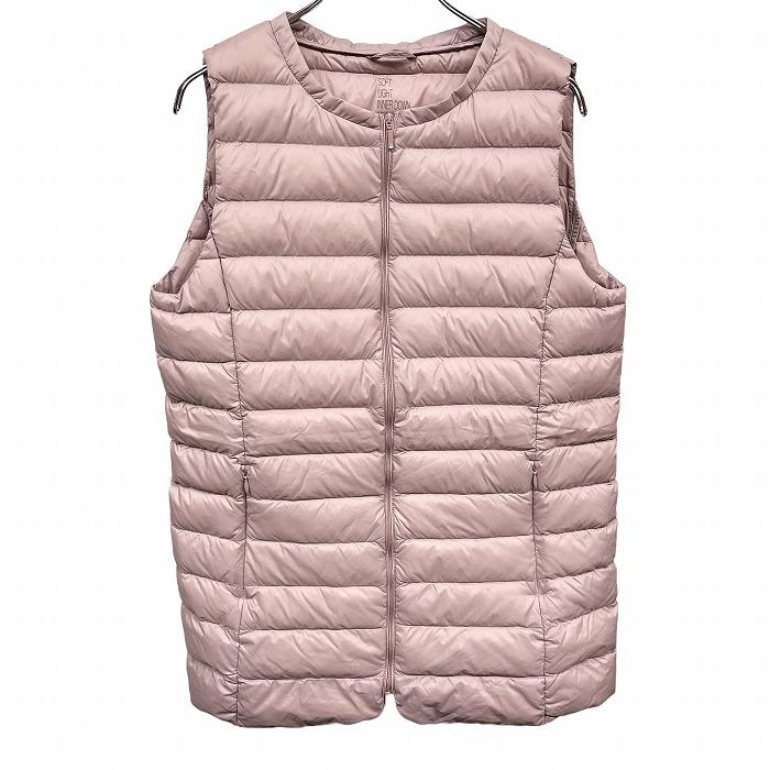 ユニー(株) 軽量 ソフトライトインナーダウン ダウンベスト 無地 ナイロン100%(ダウン90%＋フェザー10%) M ベイクドピンク レディース | 