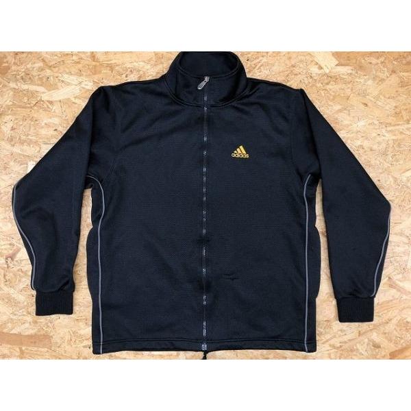 アディダス adidas トラックジャケット 刺繍ロゴ 裾にドローコード 長袖 ポリエステル100% M ブラック×イエロー 黒×黄 メンズ | adidas