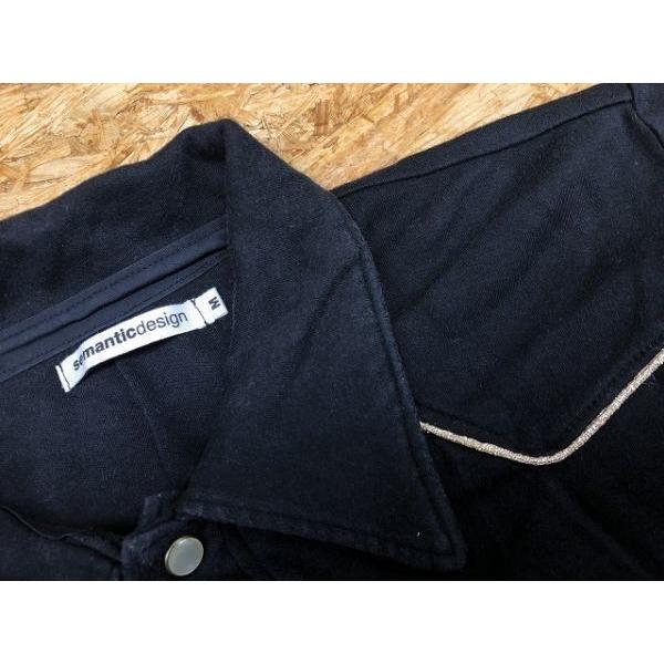 semantic design セマンティックデザイン Mサイズ メンズ ポロシャツ 一部ラメ ウエスタン風 半端袖 カットソー ブラック×ラメゴールド |  | 01