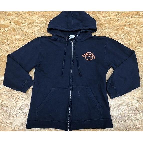 XLARGE エクストララージ Sサイズ メンズ スウェットパーカー 裏起毛 フルジップ ロゴプリント カットソー 長袖 ネイビー 紺 | XLARGE