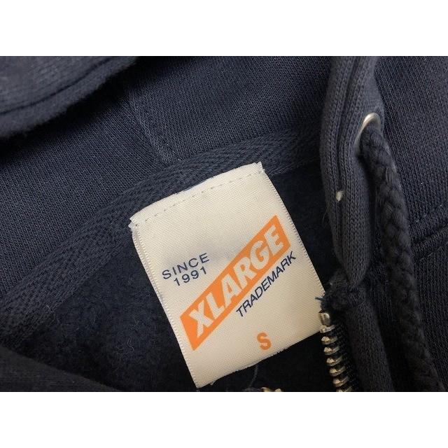 XLARGE エクストララージ Sサイズ メンズ スウェットパーカー 裏起毛 フルジップ ロゴプリント カットソー 長袖 ネイビー 紺 | XLARGE | 01