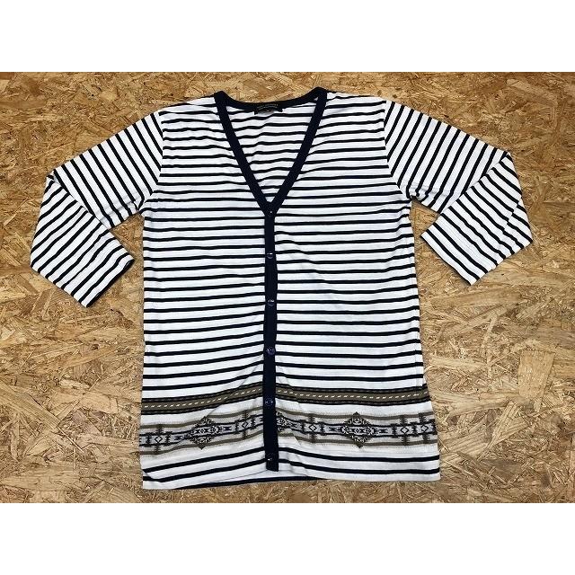 Nano Universe ナノユニバース Mサイズ メンズ カットソーカーディガン 若干薄手 ボーダー ノルディック柄 半端袖 オフホワイト ネイビー Cl Undo Rowa ヤフー店 通販 Yahoo ショッピング