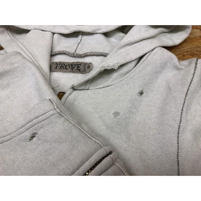 トローヴ TROVE スウェットパーカー 裏パイル フルジップ ラメ入り カットソー 長袖 (クラッシュ加工？) 2 薄グレー レディース | TROVE | 03