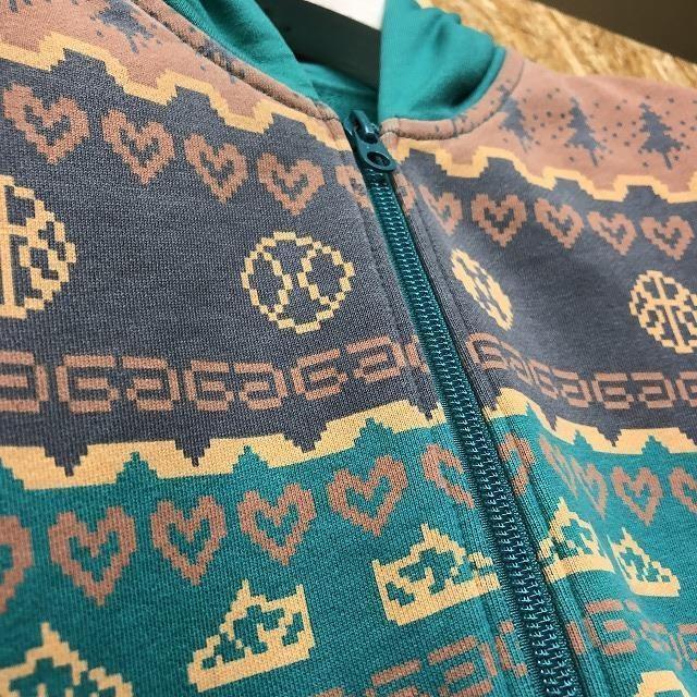 ナイキ NIKE スウェットパーカー 裏毛 ジップ 刺繍 両面プリント ノルディック×スニーカー×ハート 長袖 綿100% S 青緑 レディース | NIKE | 03